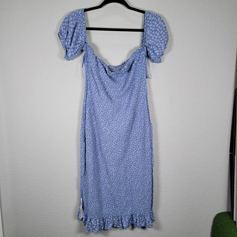 Abercrombie & Fitch‎ Floral Smocked Dress Puff Sleeve Midi Dress Cottagecore LT - Picture 5 of 7